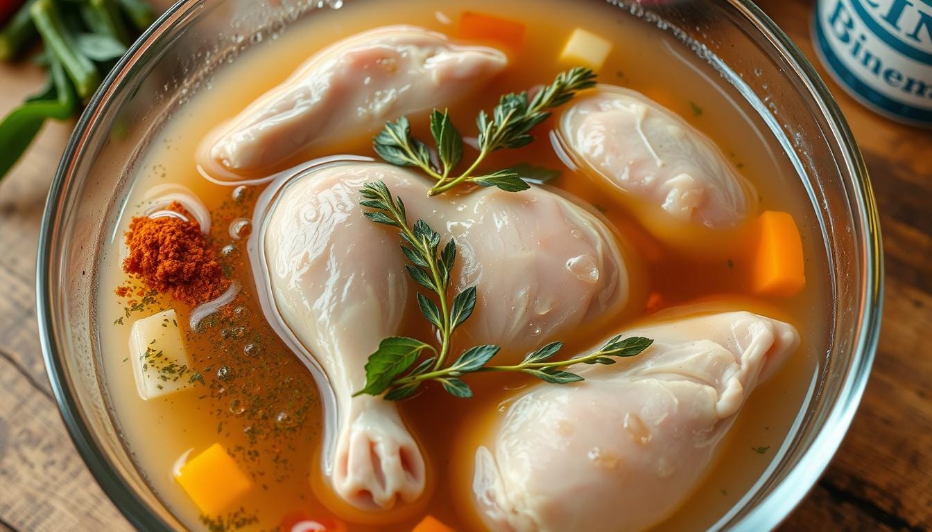 Brine chicken for juiciness