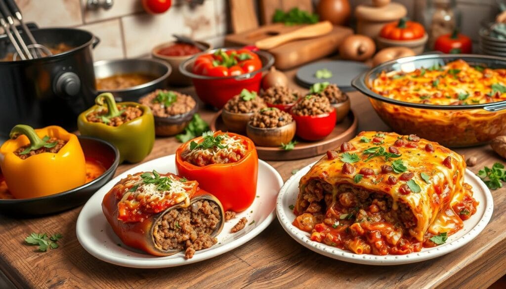 ground beef sausage stuffed dishes