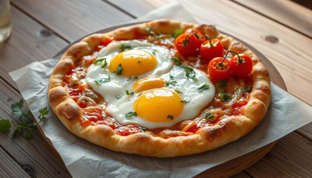 Egg puff pastry breakfast pizza