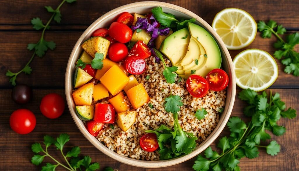 Vegetarian Grain Bowls with Colorful Ingredients